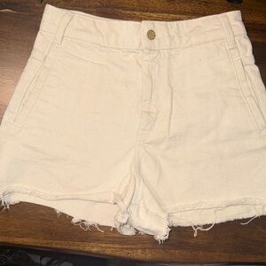 Zara Cream Denim Shorts